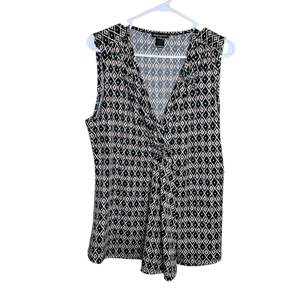 Intriguing Threads Sleeveless Blouse Geometric Pattern Multicolor Sz XL